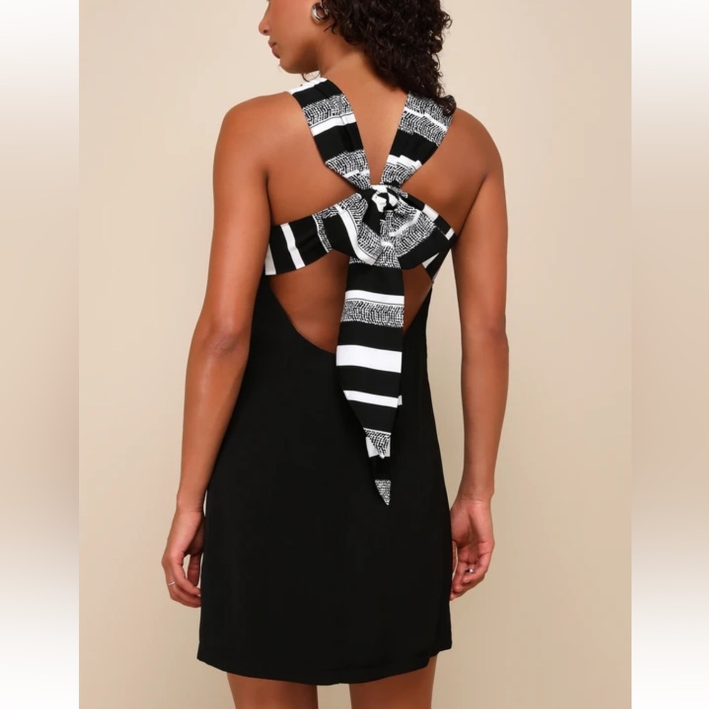 Black Tie-back Mini Dress